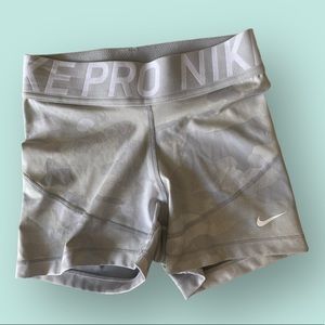 Nike Pro Spandex White Camo Workout Shorts